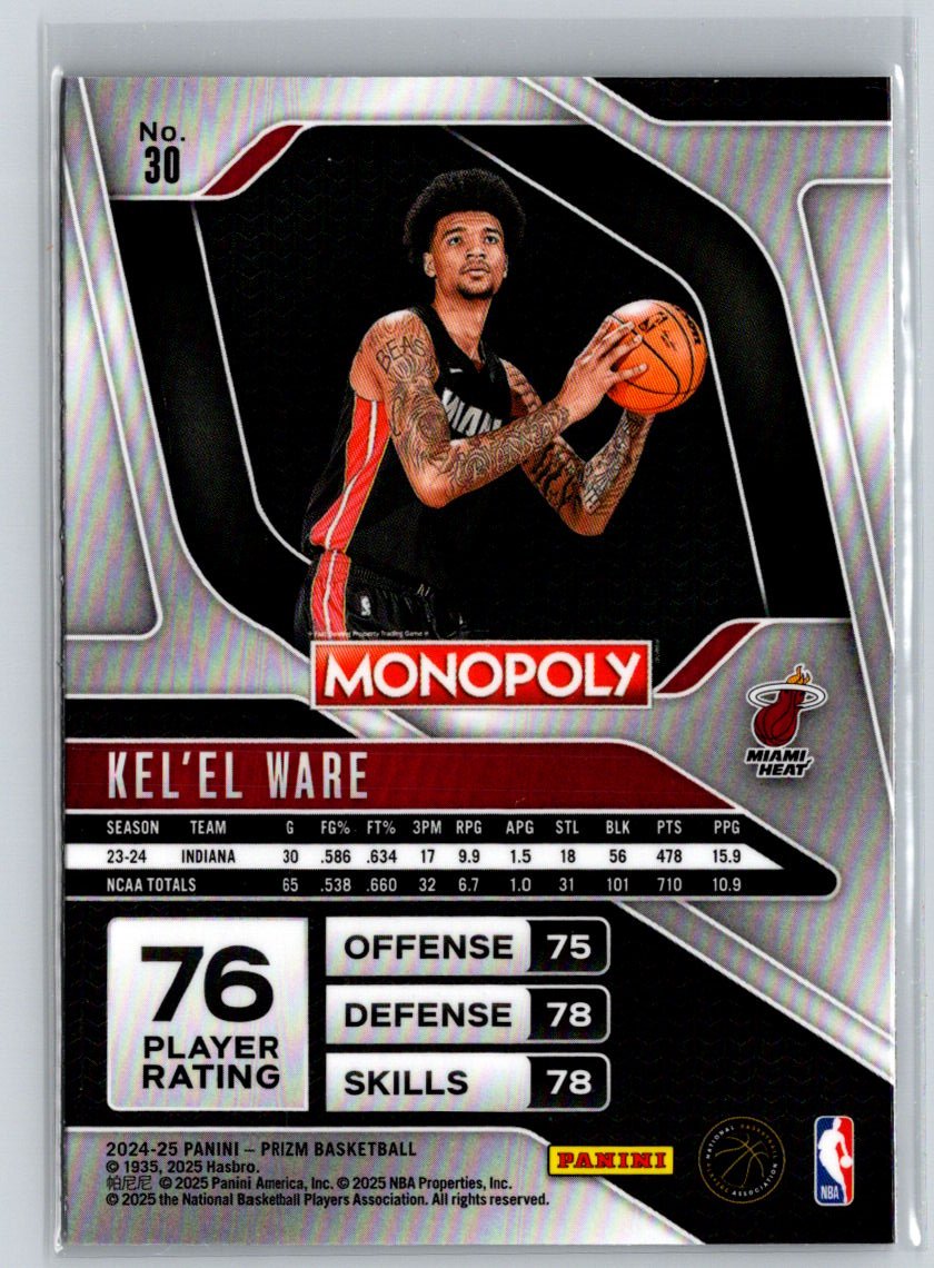 2024-25 Panini Prizm Monopoly #30 Kel'el Ware Q40