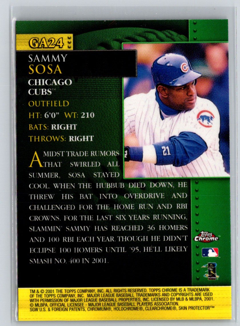 2001 Topps Chrome #GA24 Sammy Sosa Golden Anniversary Q40