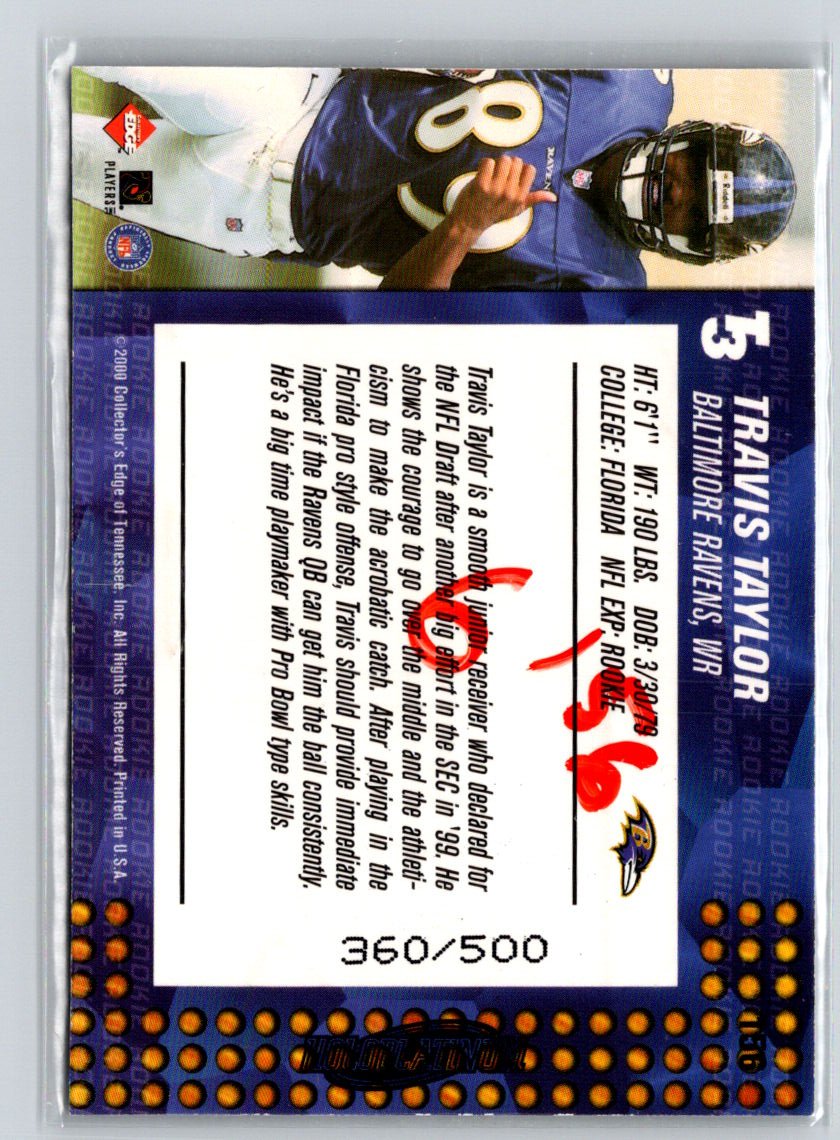 2000 Collector's Edge T3 #156 Travis Taylor HoloPlatinum #/500 Q41