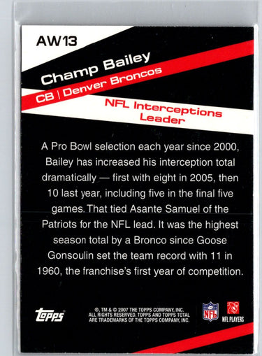 2007 Topps Total #AW13 Champ Bailey Award Winners Q43