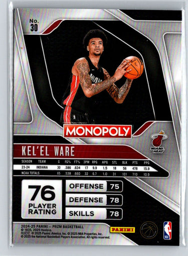 2024-25 Panini Prizm Monopoly #30 Kel'el Ware Q43
