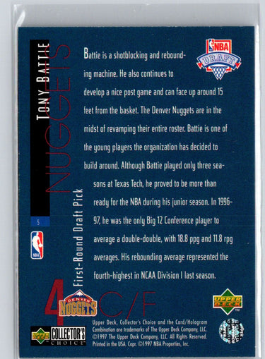 1997-98 Collector's Choice #5 Tony Battie Draft Pick Exchange Q44