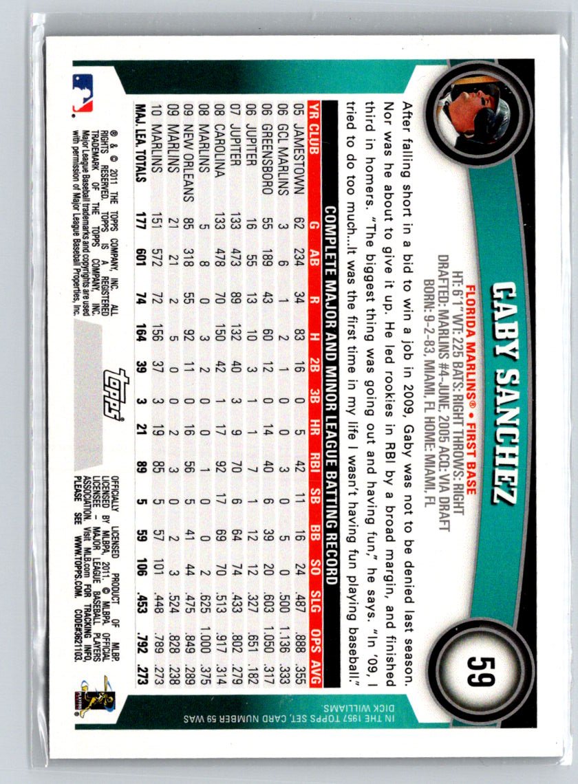 2011 Topps #59 Gaby Sanchez Q44