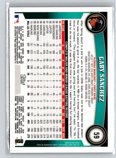 2011 Topps #59 Gaby Sanchez Q44
