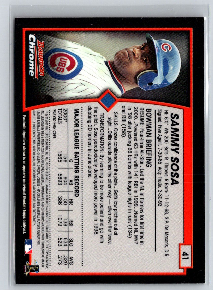 2001 Bowman Chrome #41 Sammy Sosa Q44