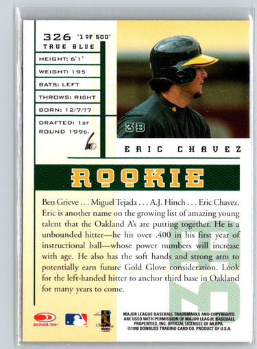 1998 Leaf Rookies & Stars #326 Eric Chavez True Blue Q46