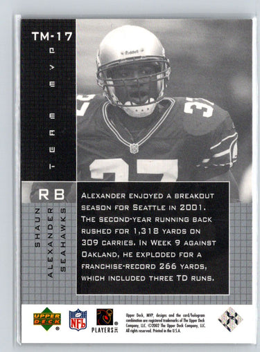 2002 Upper Deck MVP #TM-17 Shaun Alexander Team MVP Q46