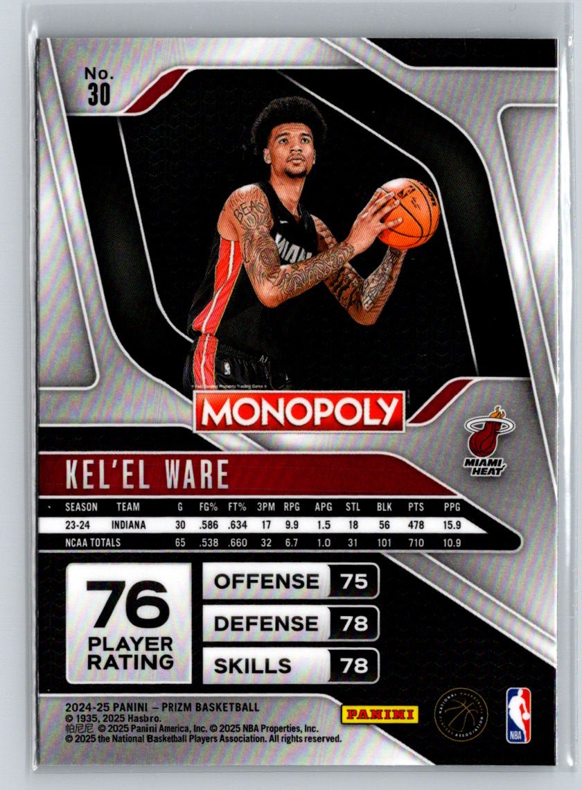 2024-25 Panini Prizm Monopoly #30 Kel'el Ware Q47