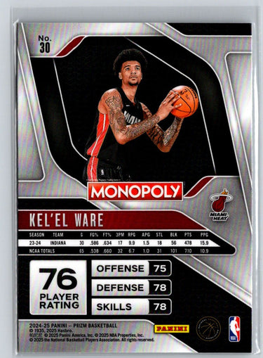 2024-25 Panini Prizm Monopoly #30 Kel'el Ware Q48