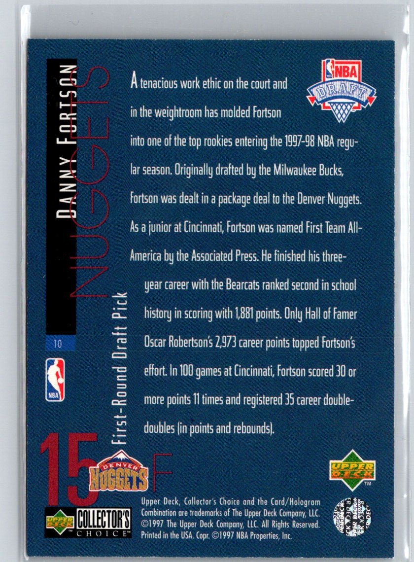 1997-98 Collector's Choice #10 Danny Fortson Draft Pick Exchange Q49
