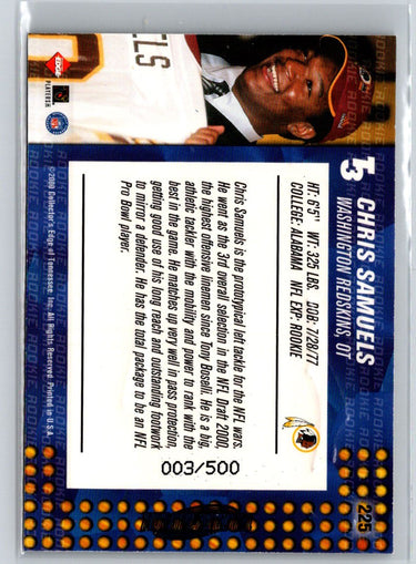2000 Collector's Edge T3 #225 Chris Samuels HoloPlatinum #/500 Q50