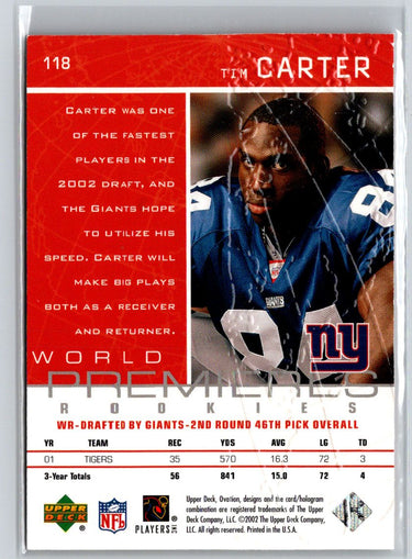 2002 Upper Deck Ovation #118 Tim Carter #/1985 Q51
