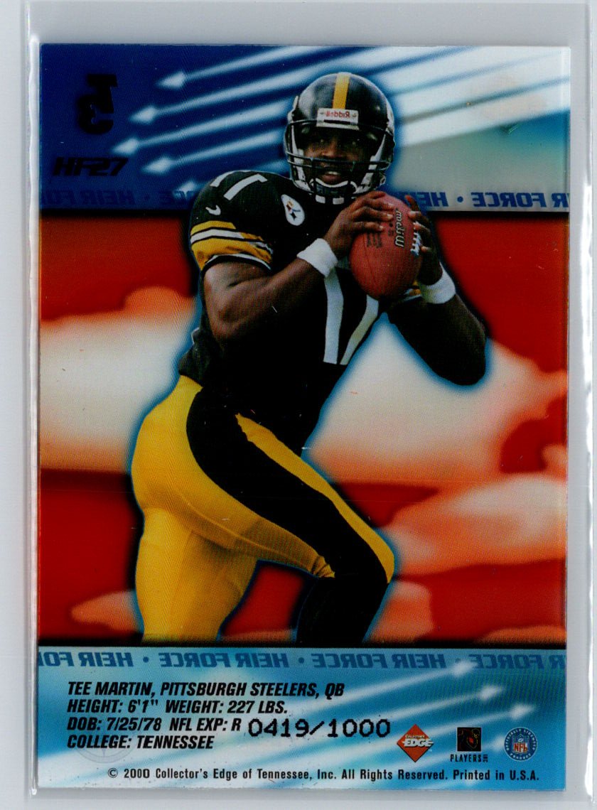2000 Collector's Edge T3 #HF27 Tee Martin Heir Force #/1000 Q52