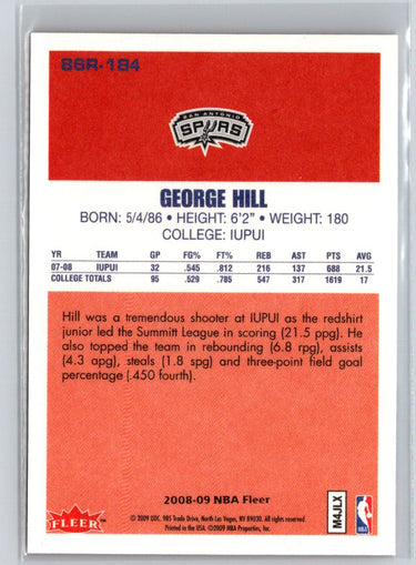 2008-09 Fleer #86R-184 George Hill 1986-87 Rookies Q53