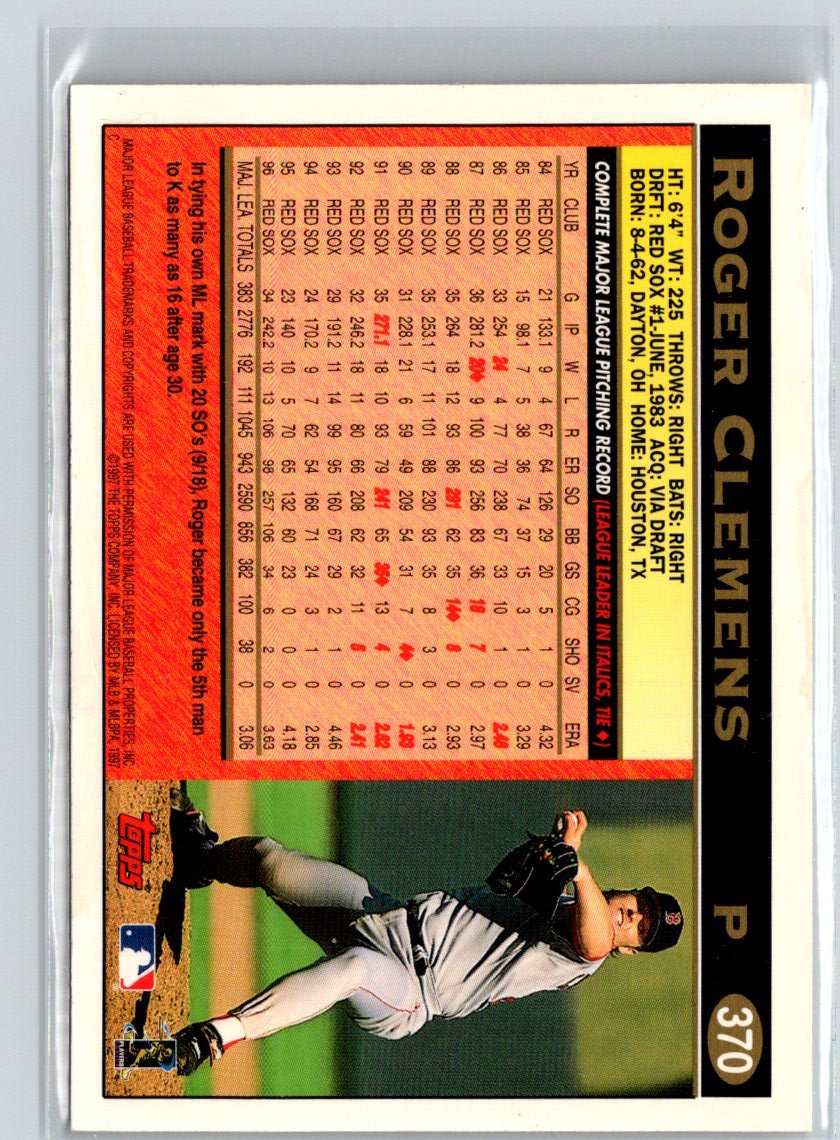 1997 Topps #370 Roger Clemens Q53