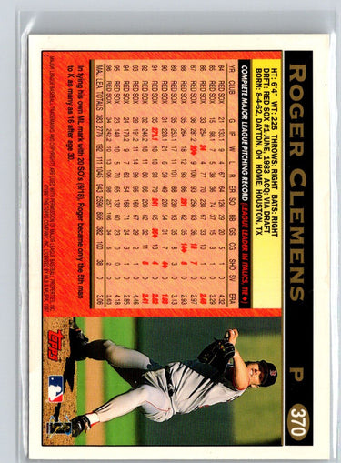 1997 Topps #370 Roger Clemens Q53