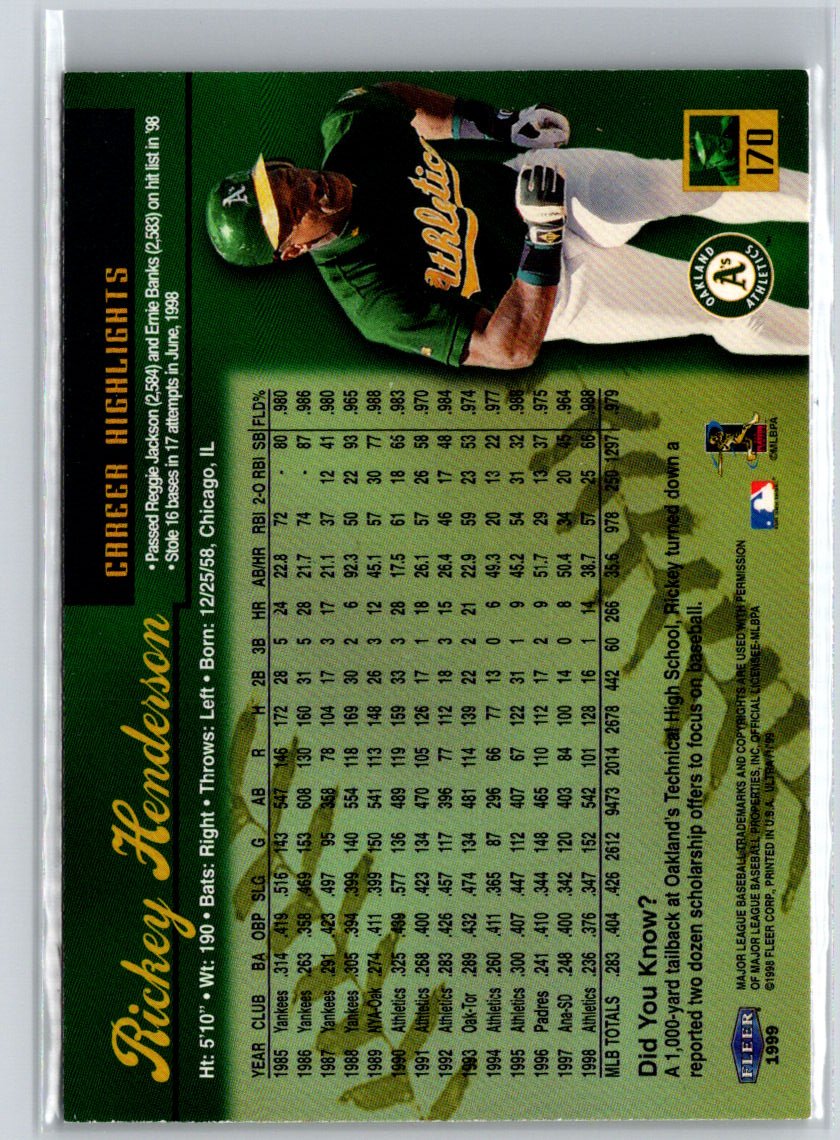 1999 Ultra #170 Rickey Henderson Q54