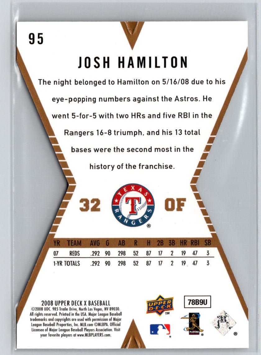 2008 Upper Deck X #95 Josh Hamilton Die Cut Gold Q55