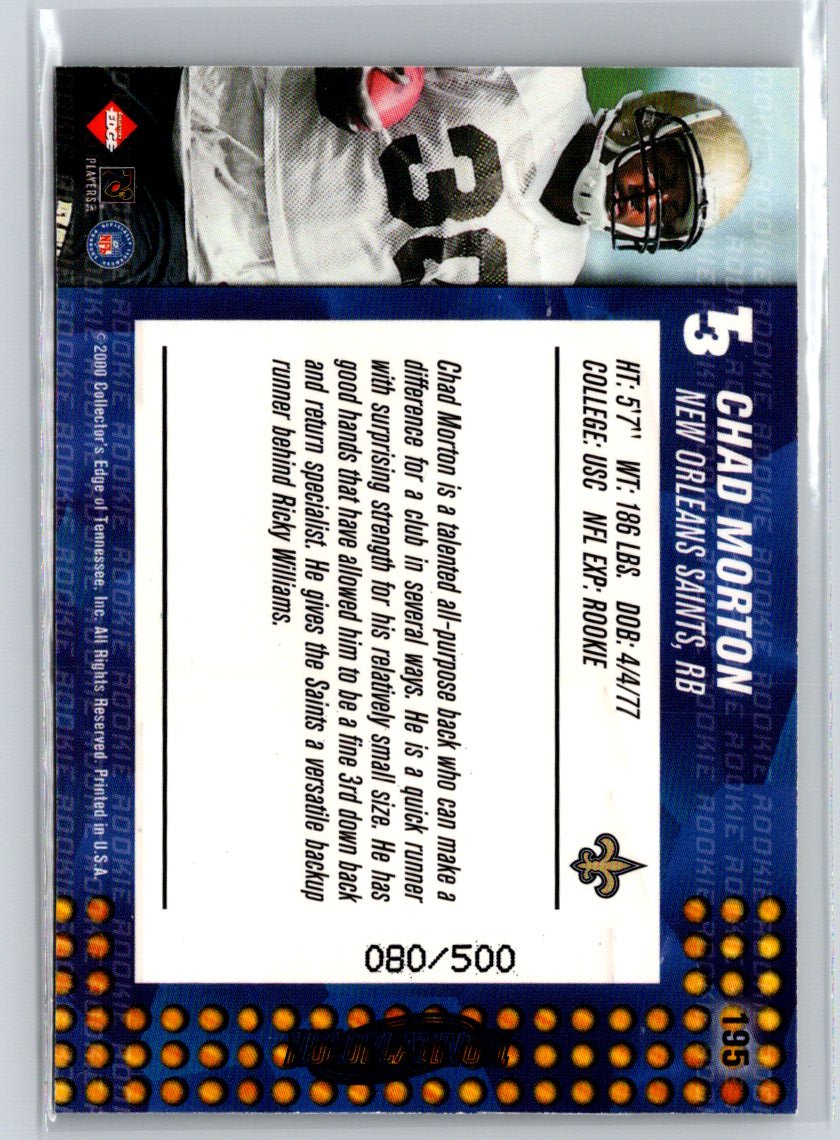 2000 Collector's Edge T3 #195 Chad Morton HoloPlatinum #/500 Q55