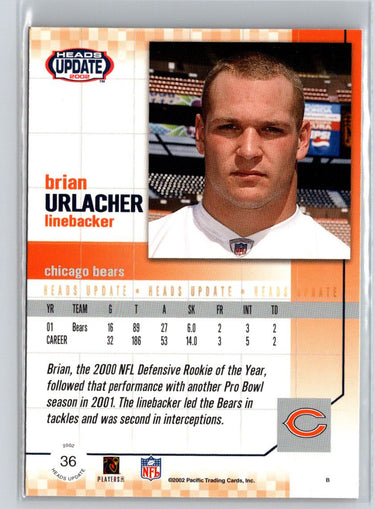 2002 Pacific Heads Update #36 Brian Urlacher Red Q55