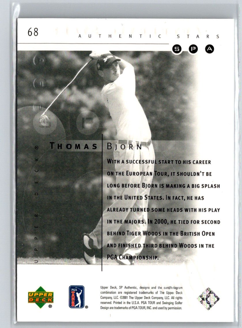 2001 SP Authentic #68 Thomas Bjorn #/2999 Q55
