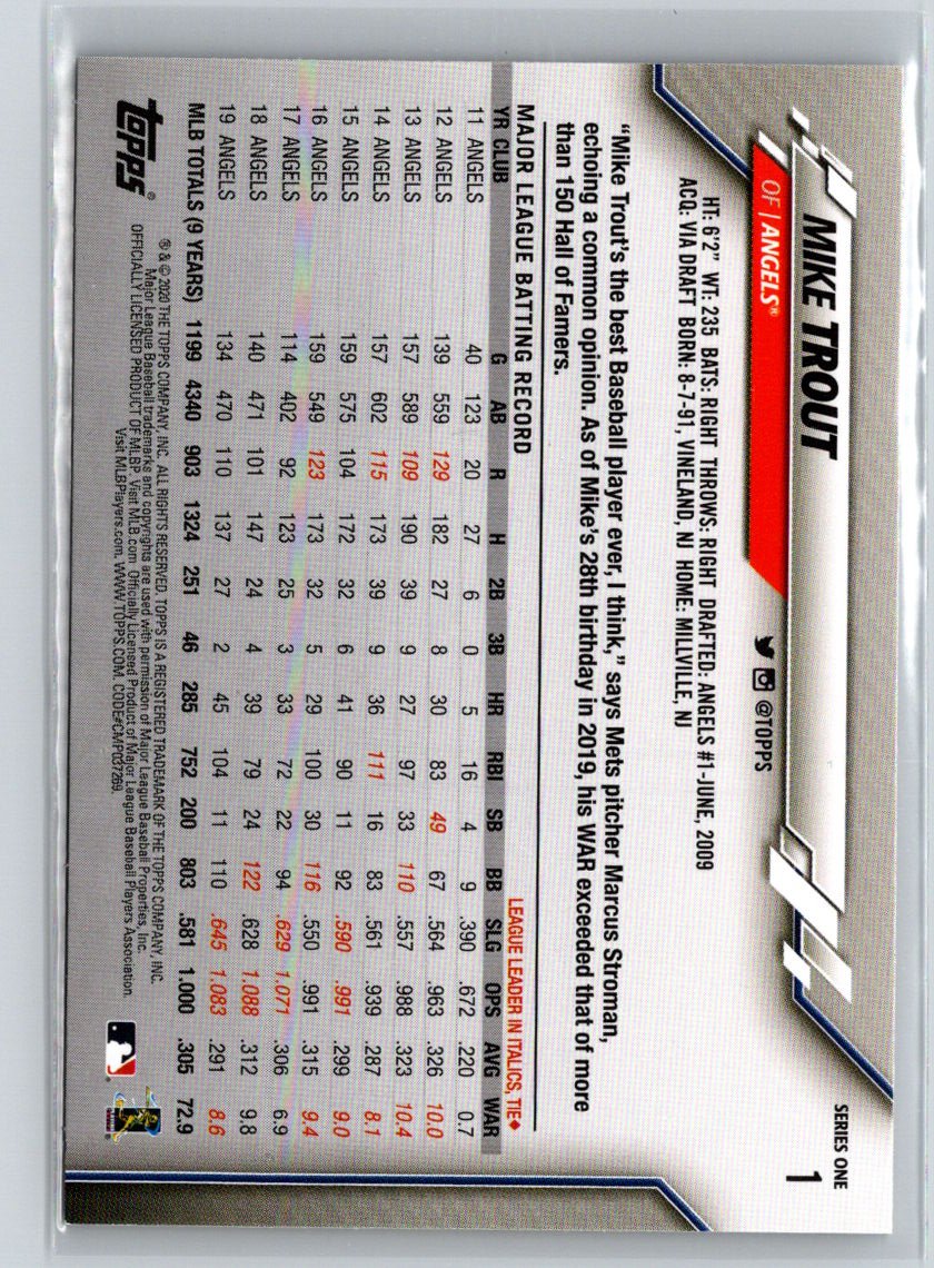 2020 Topps #1 Mike Trout Q55