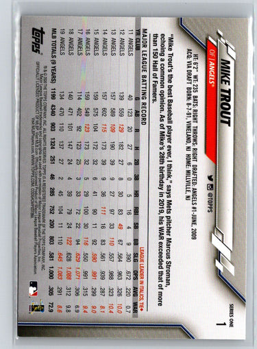 2020 Topps #1 Mike Trout Q55