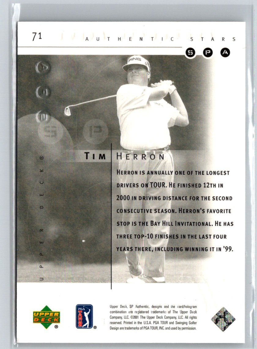 2001 SP Authentic #71 Tim Herron Q56