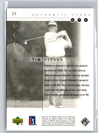 2001 SP Authentic #71 Tim Herron Q56