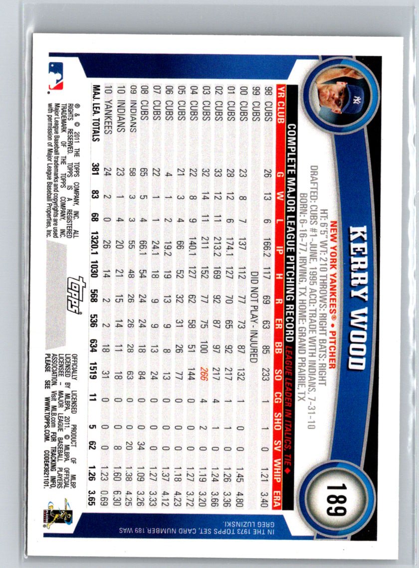 2011 Topps #189 Kerry Wood Black Border Q56