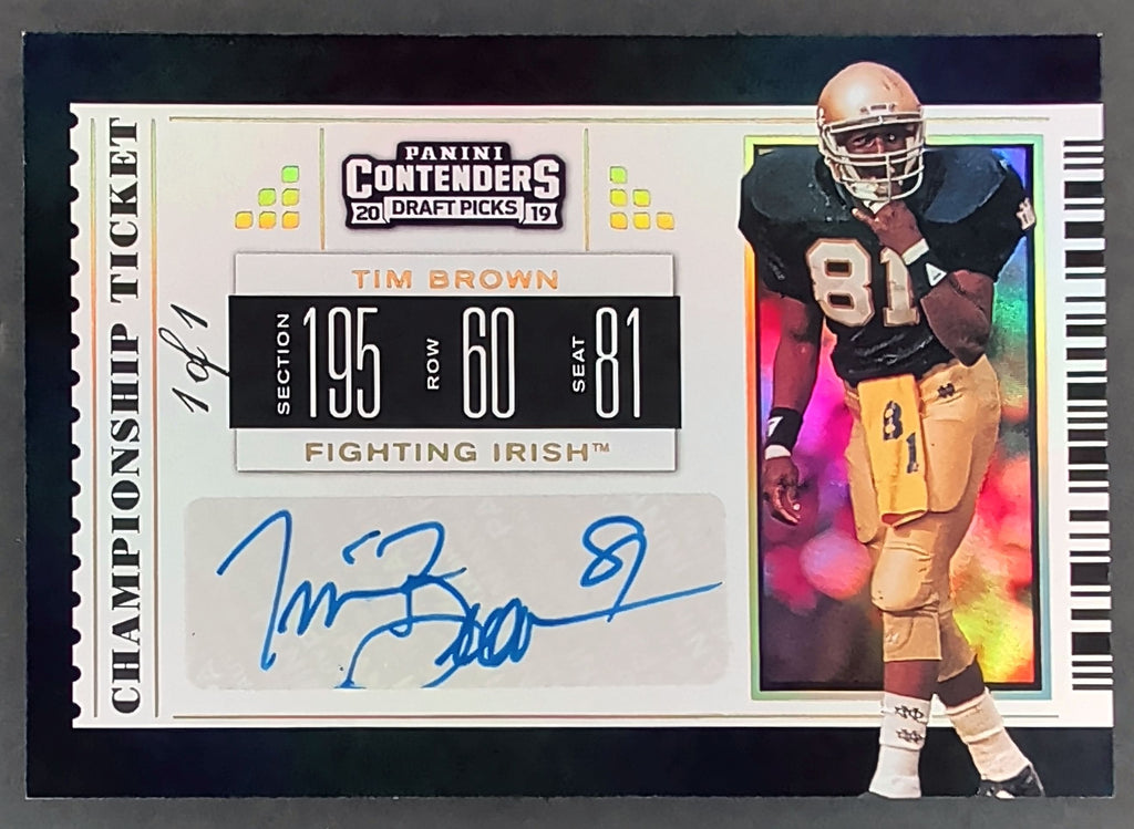 2019 Contenders Tim Brown Season Championship Ticket Signatures #/1 T02
