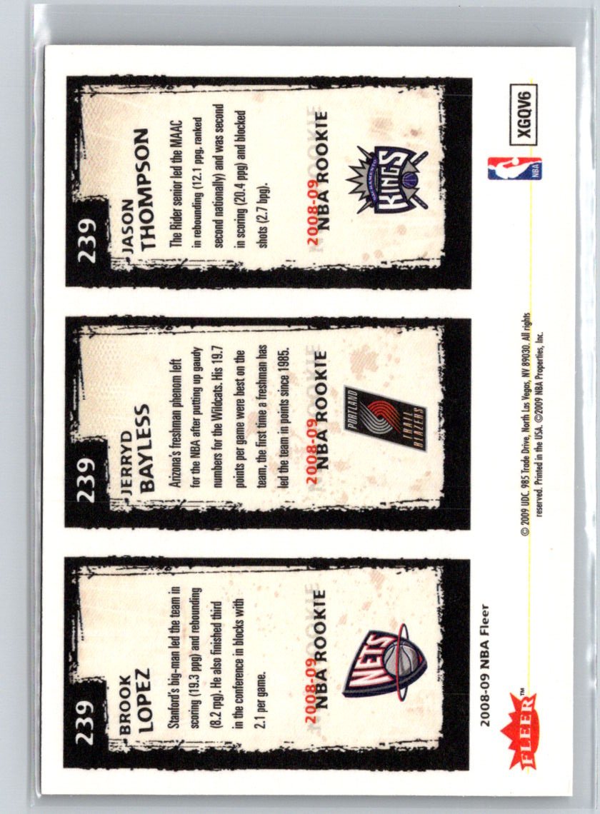 2008-09 Fleer #239 Brook Lopez / Jason Thompson / Jerryd Bayless Q57