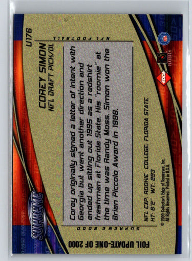 2000 Collector's Edge Supreme #U176 Corey Simon Update Q57