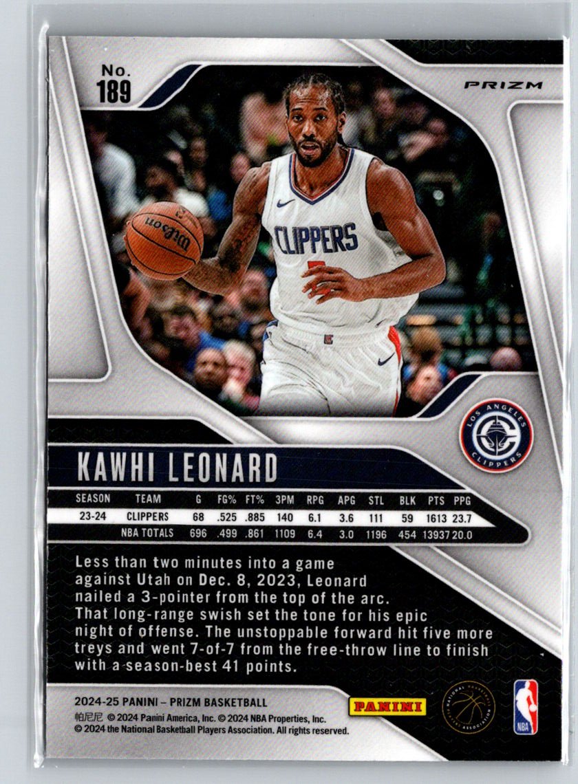 2024-25 Panini Prizm #189 Kawhi Leonard Prizms Silver Q59