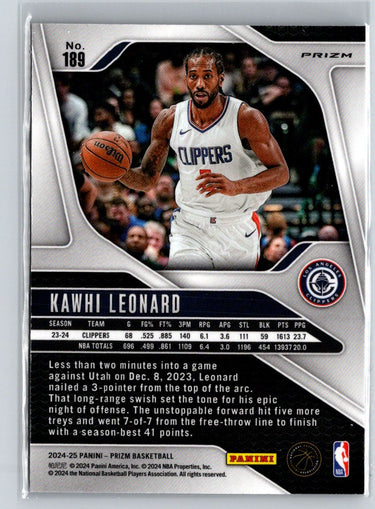 2024-25 Panini Prizm #189 Kawhi Leonard Prizms Silver Q59