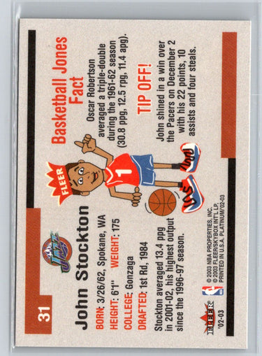 2002-03 Fleer Platinum #31 John Stockton Q59