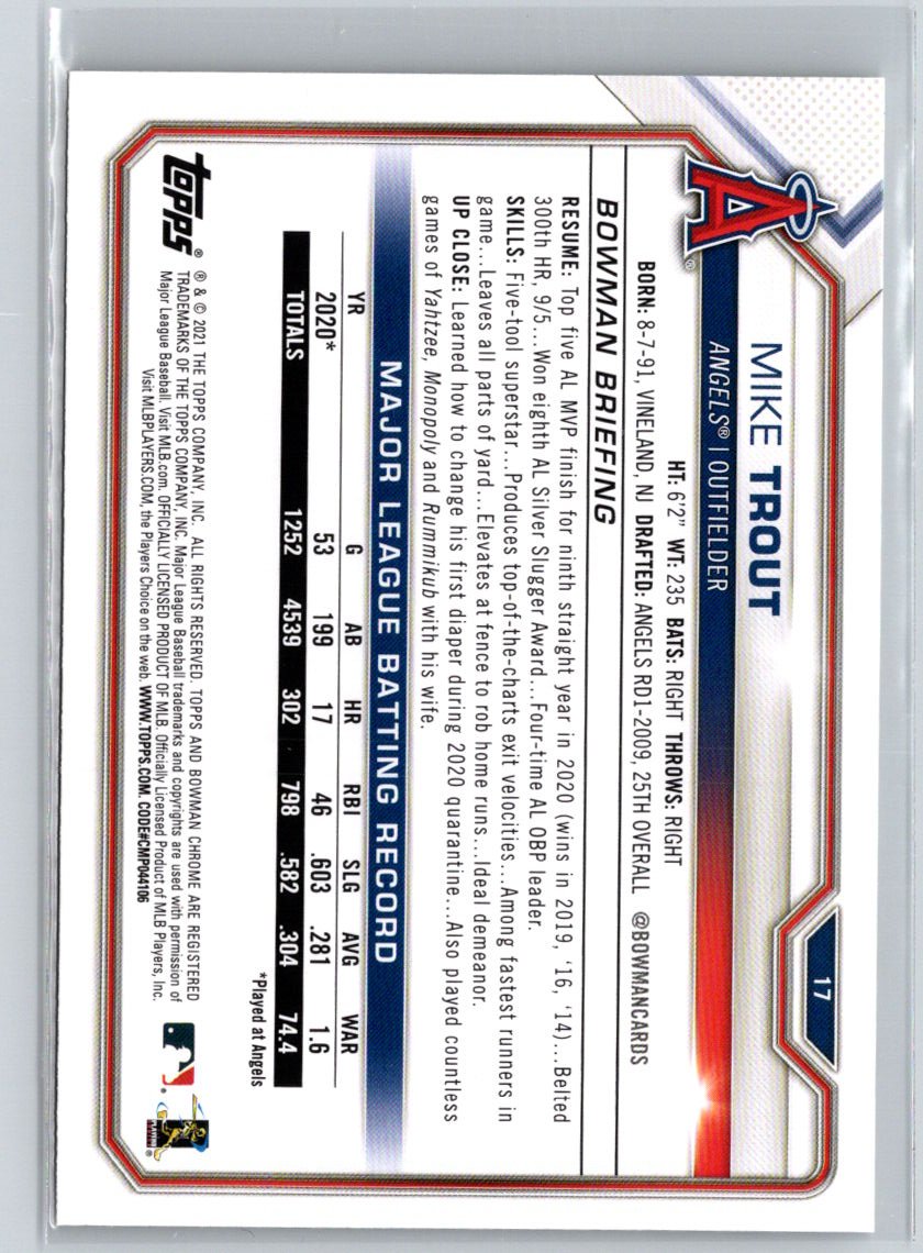 2021 Bowman #17 Mike Trout Q59