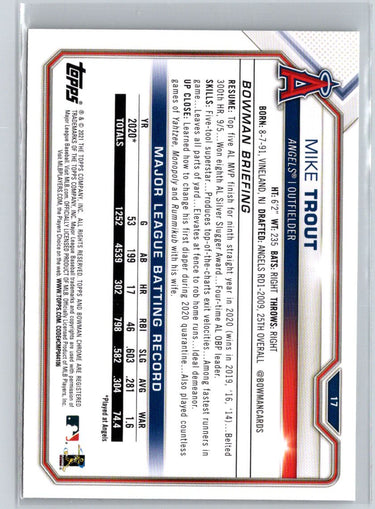 2021 Bowman #17 Mike Trout Q59