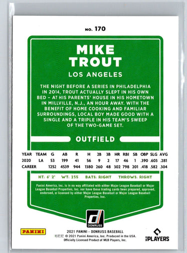 2021 Donruss #170b Mike Trout : Red Sweatshirt Q60