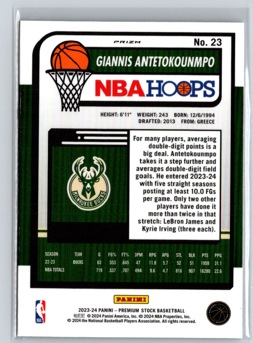 2023-24 Hoops Premium Stock #23 Giannis Antetokounmpo Premium Q61
