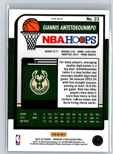 2023-24 Hoops Premium Stock #23 Giannis Antetokounmpo Premium Q61