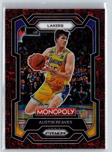 2023-24 Panini Prizm Monopoly #42 Austin Reaves Monopoly Man Red Pattern Q62