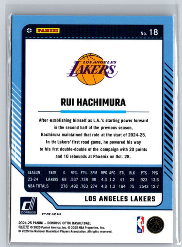 2024-25 Donruss Optic #18 Rui Hachimura Hyper Pink Q62