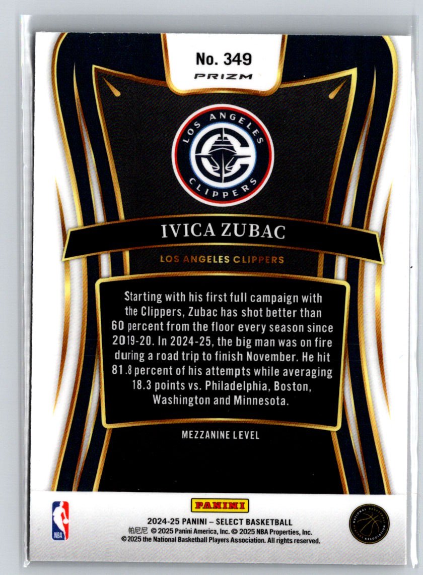 2024-25 Panini Select #349 Ivica Zubac Orange Tectonic Prizm Q63