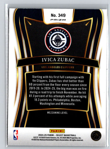 2024-25 Panini Select #349 Ivica Zubac Orange Tectonic Prizm Q63