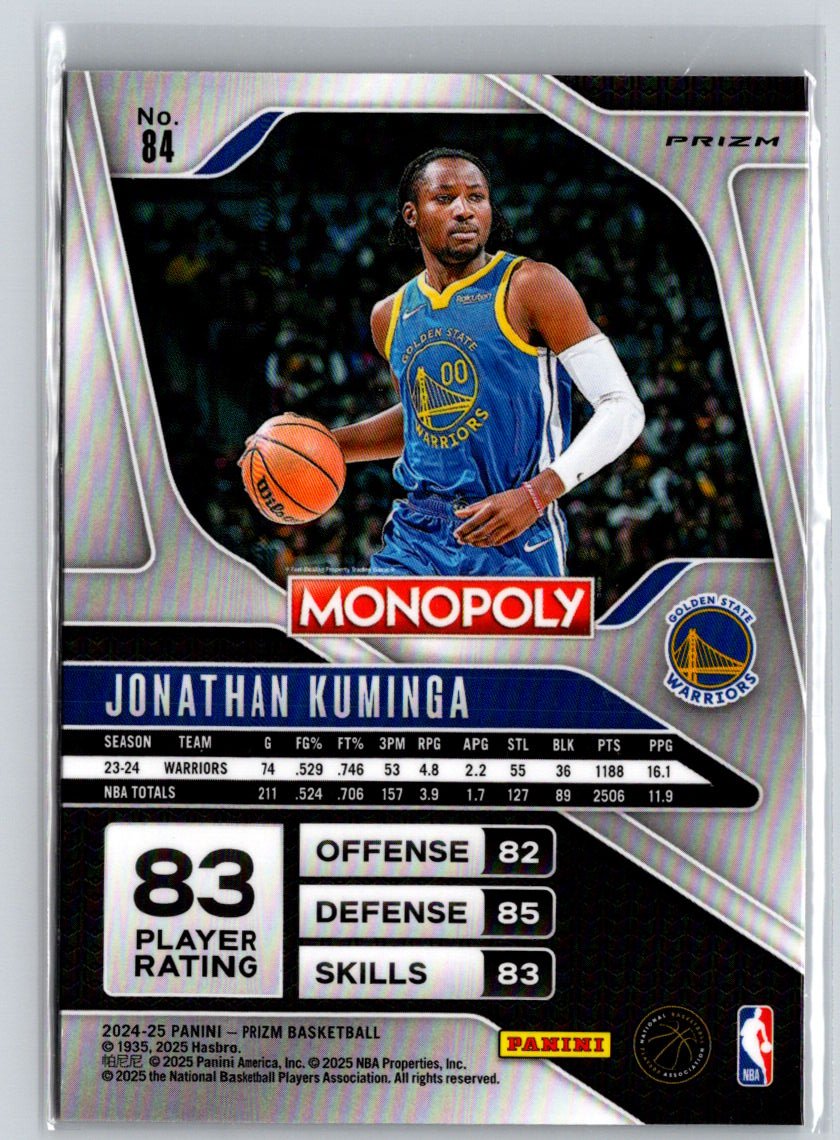 2024-25 Panini Prizm Monopoly #84 Jonathan Kuminga Red Prizms Q64