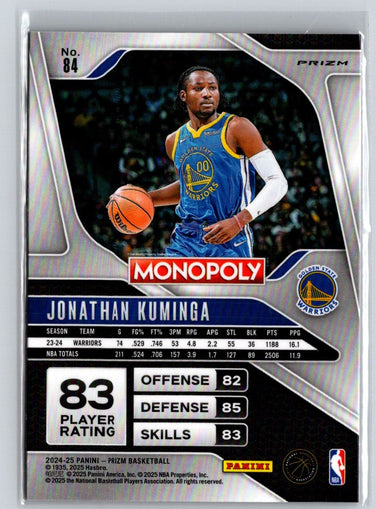 2024-25 Panini Prizm Monopoly #84 Jonathan Kuminga Red Prizms Q64