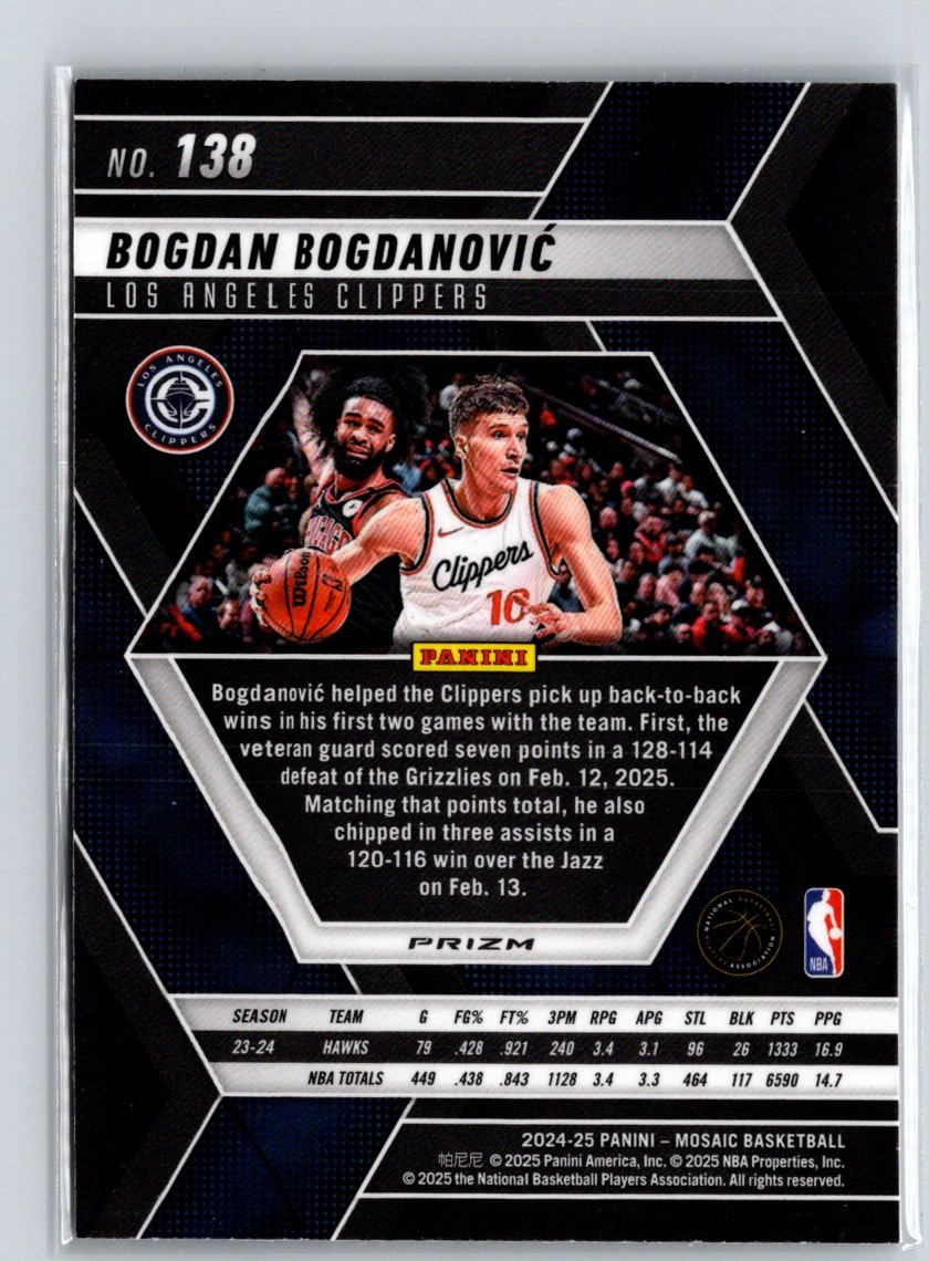 2024-25 Panini Mosaic #138 Bogdan Bogdanovic Fast Break Silver Mosaic Q64
