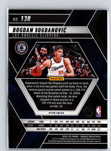 2024-25 Panini Mosaic #138 Bogdan Bogdanovic Fast Break Silver Mosaic Q64