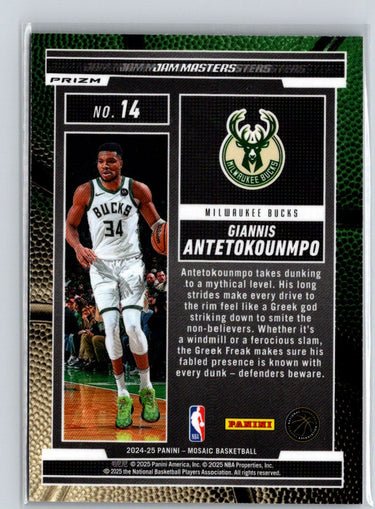 2024-25 Panini Mosaic #14 Giannis Antetokounmpo Jam Masters Mosaic Green Q64